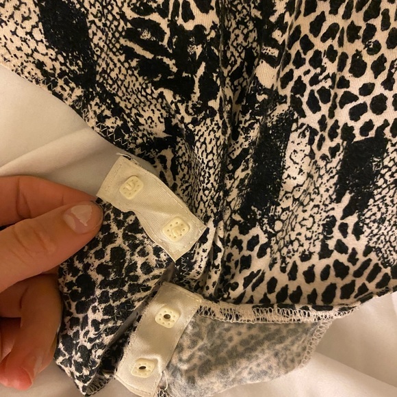 Free People Black/Cream Cheetah Bodysuit - Picture 3 of 4